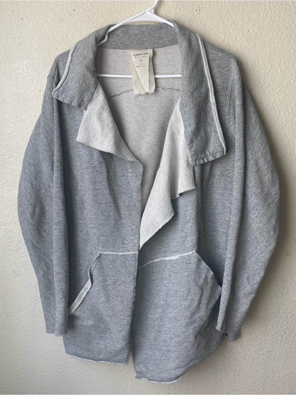 Osklen Cardigan Women L Draped Open-Front French Terry Asymmetrical Minimalist
